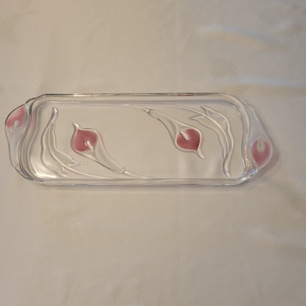 Mikasa 1980 Vintage Mayfair Clear & Frosted Pink Calla Lily Pattern